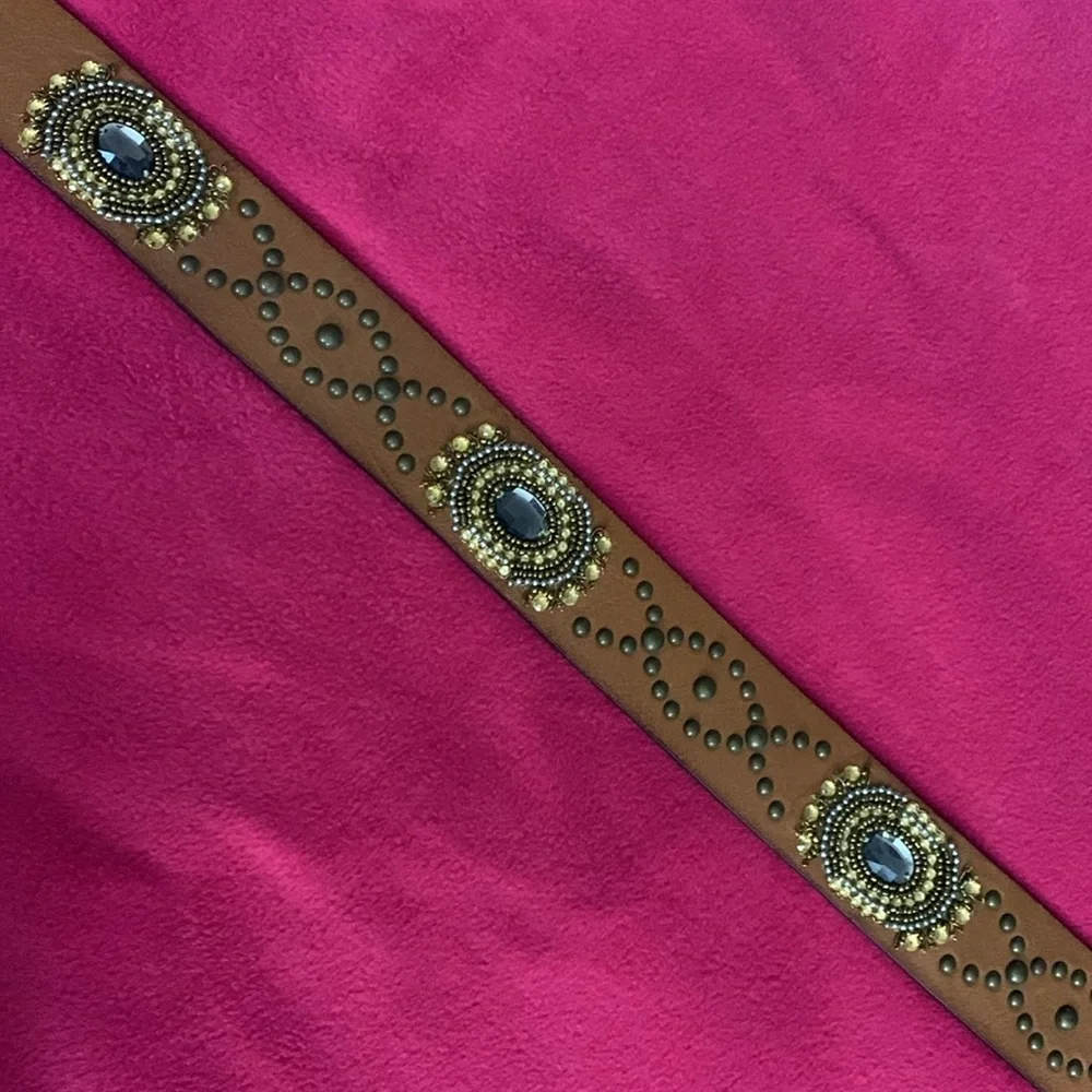 Chico’s Learher Beads Studs Belt